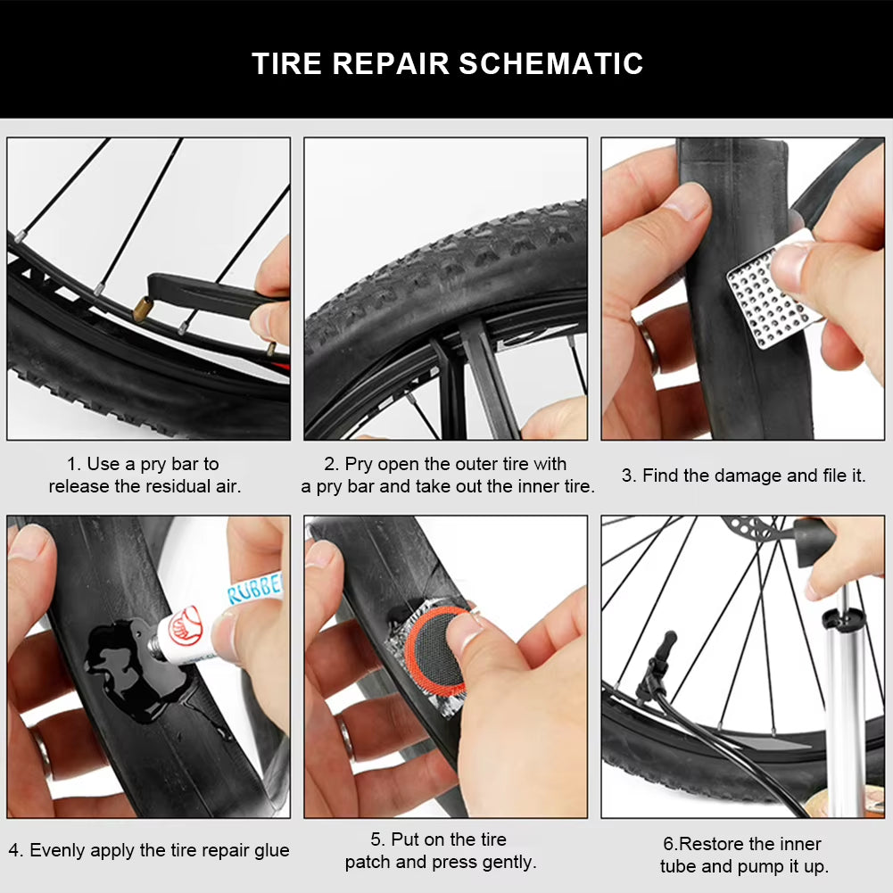 Bicycle Tire Repair Kit MTB Cycling Flat Tyre Repair Rubber Patch Glue Lever Free Cold Patch Sealant Bike Inner Tube Repair Tool