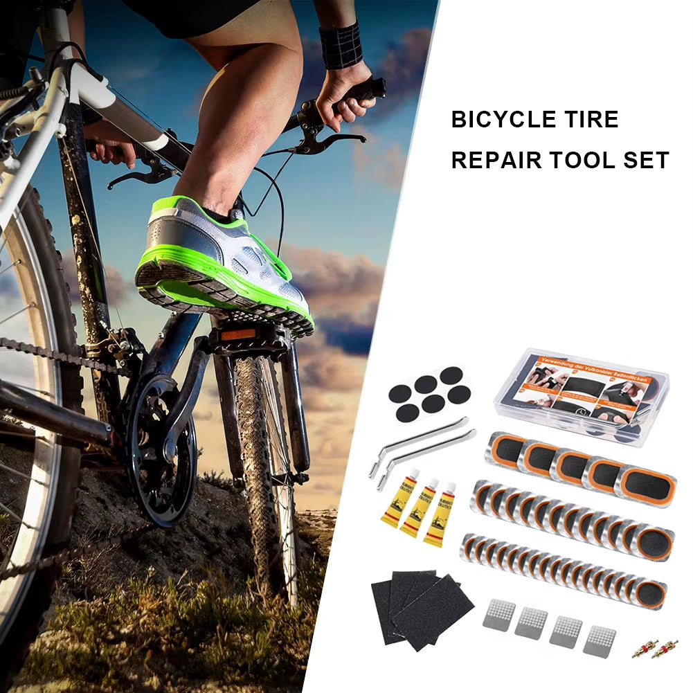 Bicycle Tire Repair Kit MTB Cycling Flat Tyre Repair Rubber Patch Glue Lever Free Cold Patch Sealant Bike Inner Tube Repair Tool